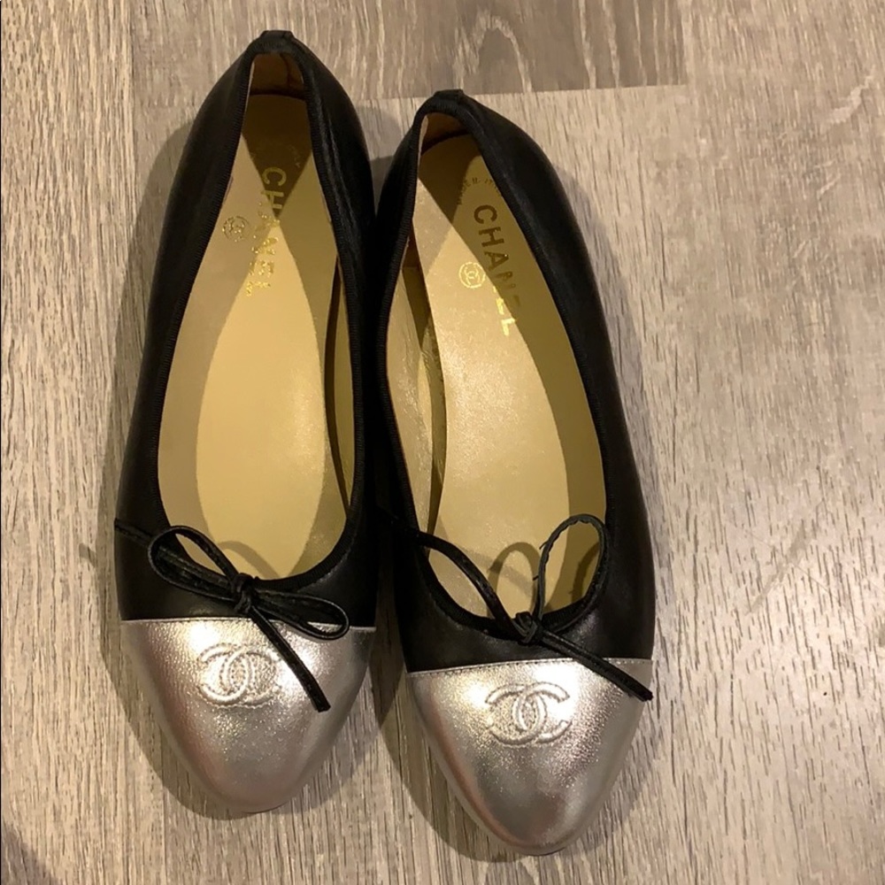 Chanel Black and silver slippers